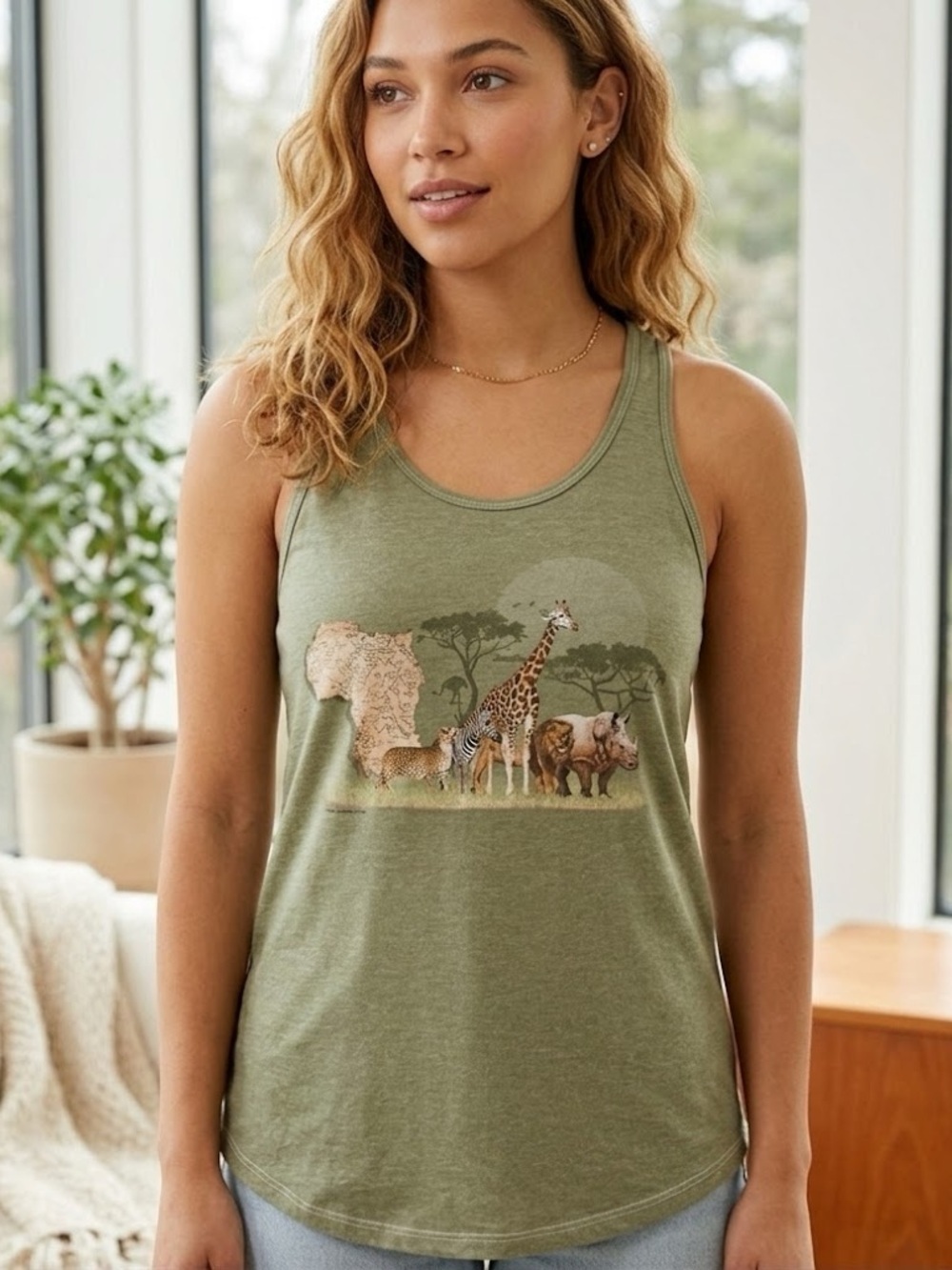The Mountain Riverbanks Zoo and Garden Africa Safari Racerback Tank Size Medium